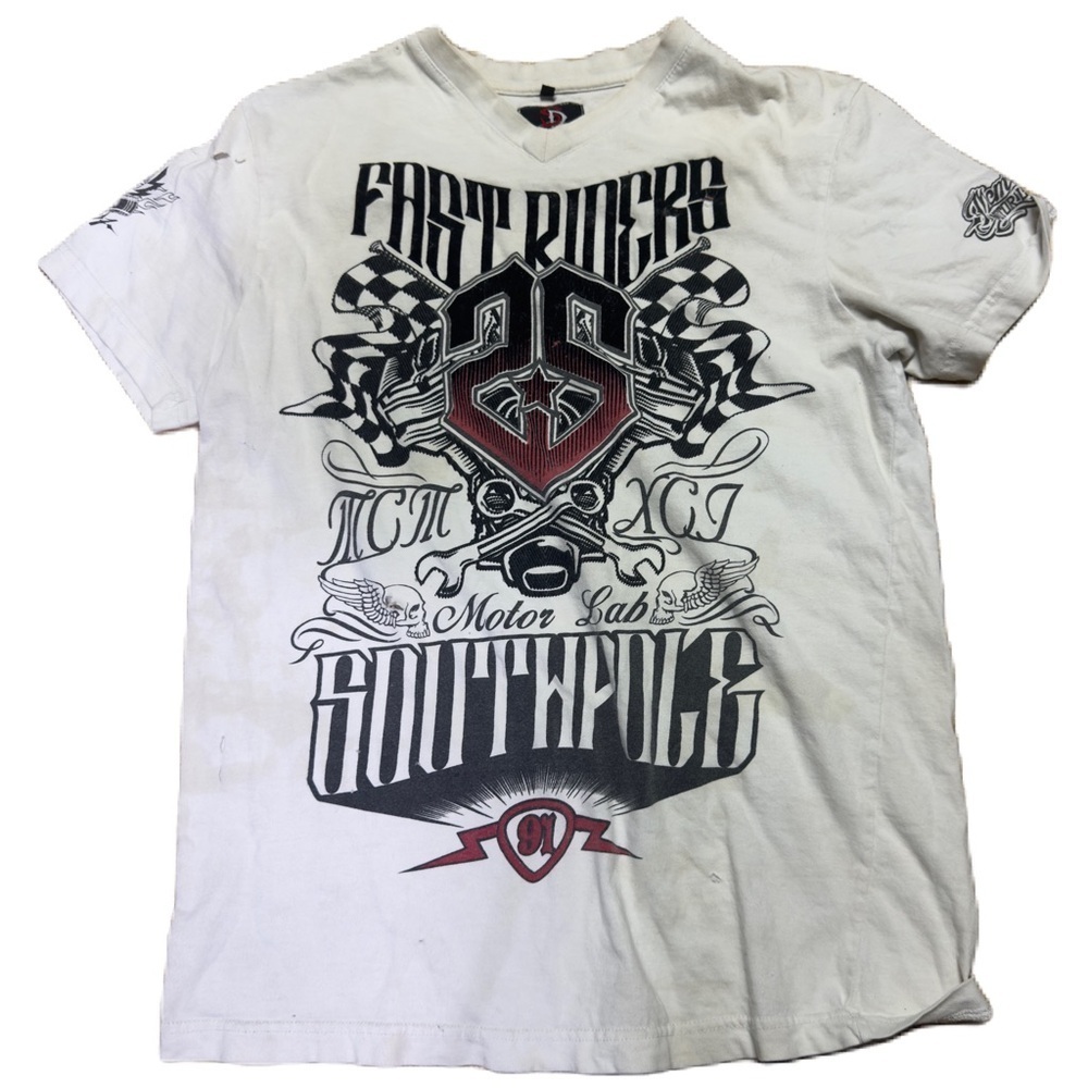 Southpole Shirt Men XL Graphic Tee Vintage Fast Riders Motor Lab 91 Size LG